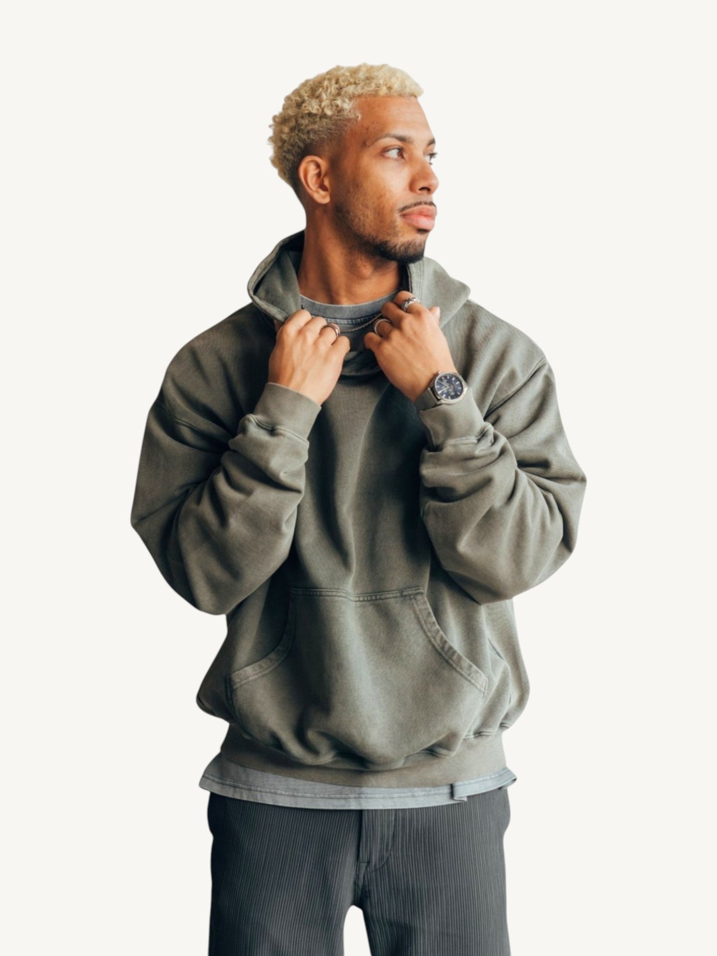 Boxy Hoodie - Vintage Olive